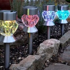Smart Solar Crystal Glass Solar Stake Light - 4 Pack -Quality Garden Care Store 1011214 2