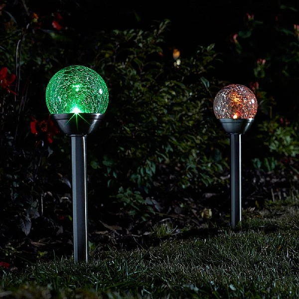 Smart Solar Crackle Globe Stainless Steel Stake Light Pack Of 5 1 Smart Solar Crackle Globe Stainless Steel Stake Light Pack Of 5