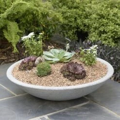 Stewart Garden Varese Low Bowl Planter 60cm - Alpine Grey