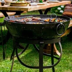 Recycled Kadai Firebowl With High & Low Stand