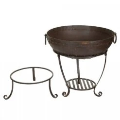 Recycled Kadai Firebowl With High & Low Stand -Quality Garden Care Store XM062 5